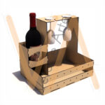 Vetor para CNC Laser - Bandeja Taças e Vinhos - em MDF 03mm
