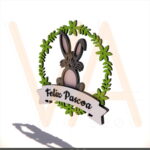 Vetor para CNC Laser - Guirlanda Coelho Feliz Pascoa - em MDF 03mm