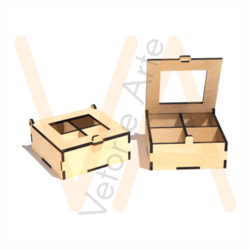 Vetor para CNC Laser - Caixinha com Visor e Trava - em MDF 03mm