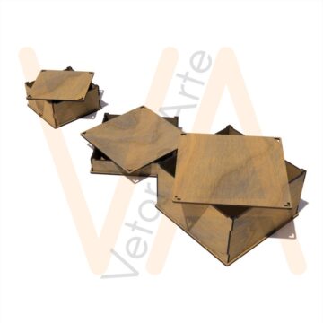 Vetor para CNC Laser - Trio de Caixas Tampa de Encaixe - em MDF 03mm - Imagem 2