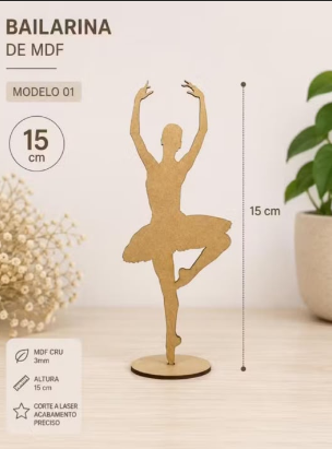Vetor para CNC Laser - Centro de Mesa – Bailarina - em MDF 02,5mm