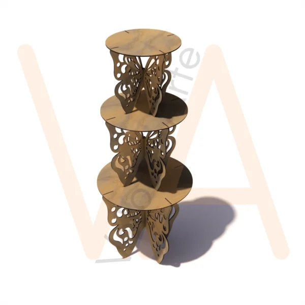 Vetor para CNC Laser - Trio de Boleiras – Borboleta - em MDF 02,8mm