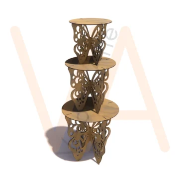 Vetor para CNC Laser - Trio de Boleiras – Borboleta - em MDF 02,8mm - Imagem 2