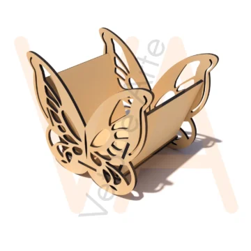 Vetor para CNC Laser - Cestinha Borboleta - em MDF 03mm - Imagem 2