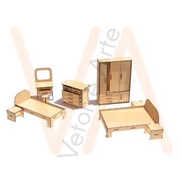Vetor para CNC Laser - Quarto da Barbie - em MDF 03mm - Imagem 2