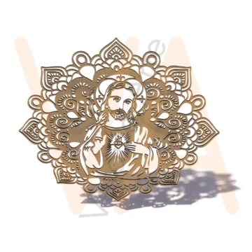 Vetor para CNC Laser - Mandala – Coração de Jesus - em MDF 03mm
