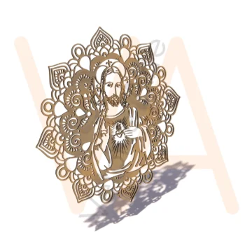 Vetor para CNC Laser - Mandala – Coração de Jesus - em MDF 03mm - Imagem 2