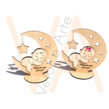 Vetor para CNC Laser - Centro de Mesa Bebe Lua - em MDF 03mm - Imagem 2
