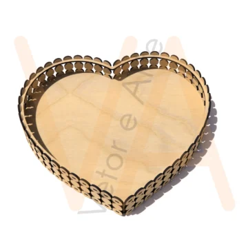 Vetor para CNC Laser - Bandeja Pérola Coração - em MDF 03mm