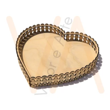 Vetor para CNC Laser - Bandeja Pérola Coração - em MDF 03mm - Imagem 2