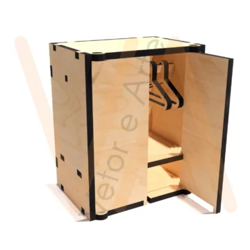 Vetor para CNC Laser - Miniatura Roupeiro Solteiro - em MDF 03mm