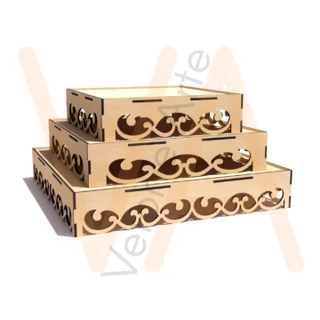Vetor para CNC Laser - Trio de Bandejas para Doces - em MDF 03mm