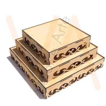 Vetor para CNC Laser - Trio de Bandejas para Doces - em MDF 03mm - Imagem 2
