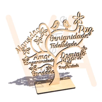 Vetor para CNC Laser - Árvore Mensagens Positiva - em MDF 03mm - Imagem 2