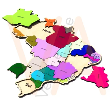 Vetor para CNC Laser - Quebra-Cabeça – Mapa do Brasil - em MDF 03mm