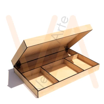 Vetor para CNC Laser - Caixa Articulada com Divisorias - em MDF 03mm