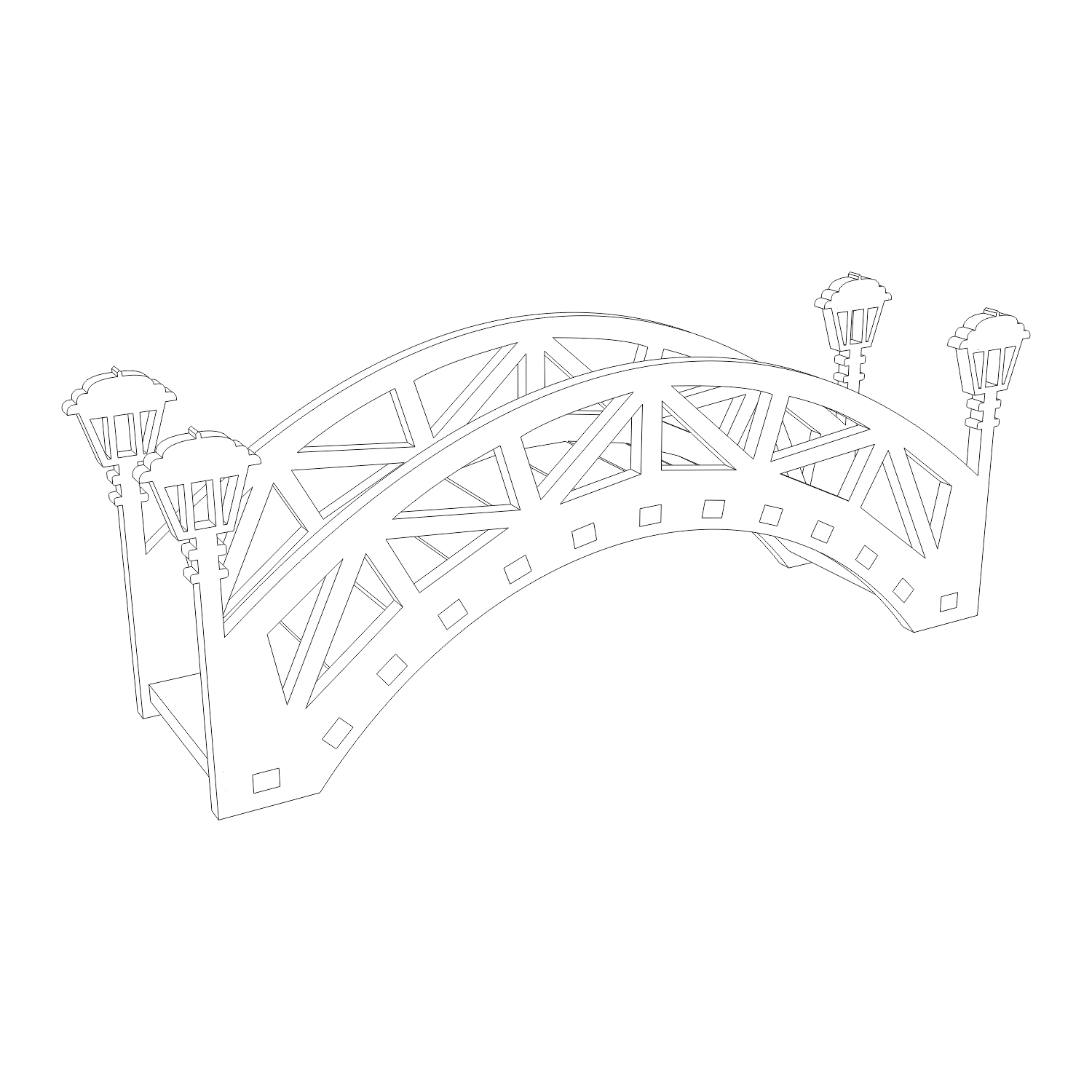 Vetor para CNC Laser - Aplique Mini Ponte - em MDF 03mm - Imagem 4