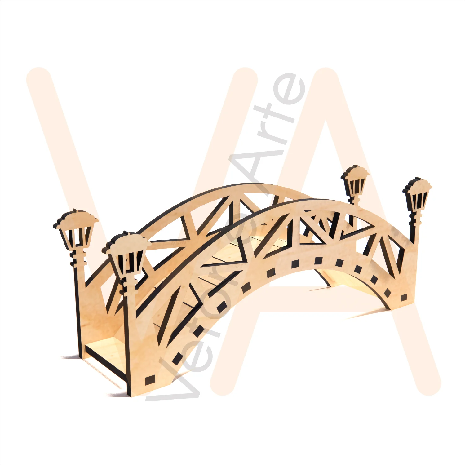 Vetor para CNC Laser - Aplique Mini Ponte - em MDF 03mm