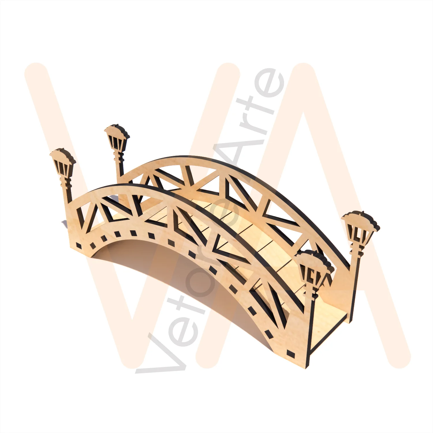 Vetor para CNC Laser - Aplique Mini Ponte - em MDF 03mm - Imagem 3