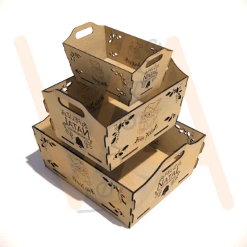 Vetor para CNC Laser - Cesta/caixa De Natal