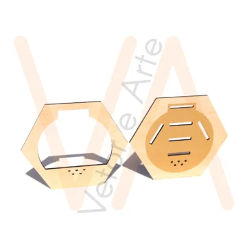 Vetor para CNC Laser - Expositor Medalhas Hexagonal - em MDF 03mm - Imagem 2