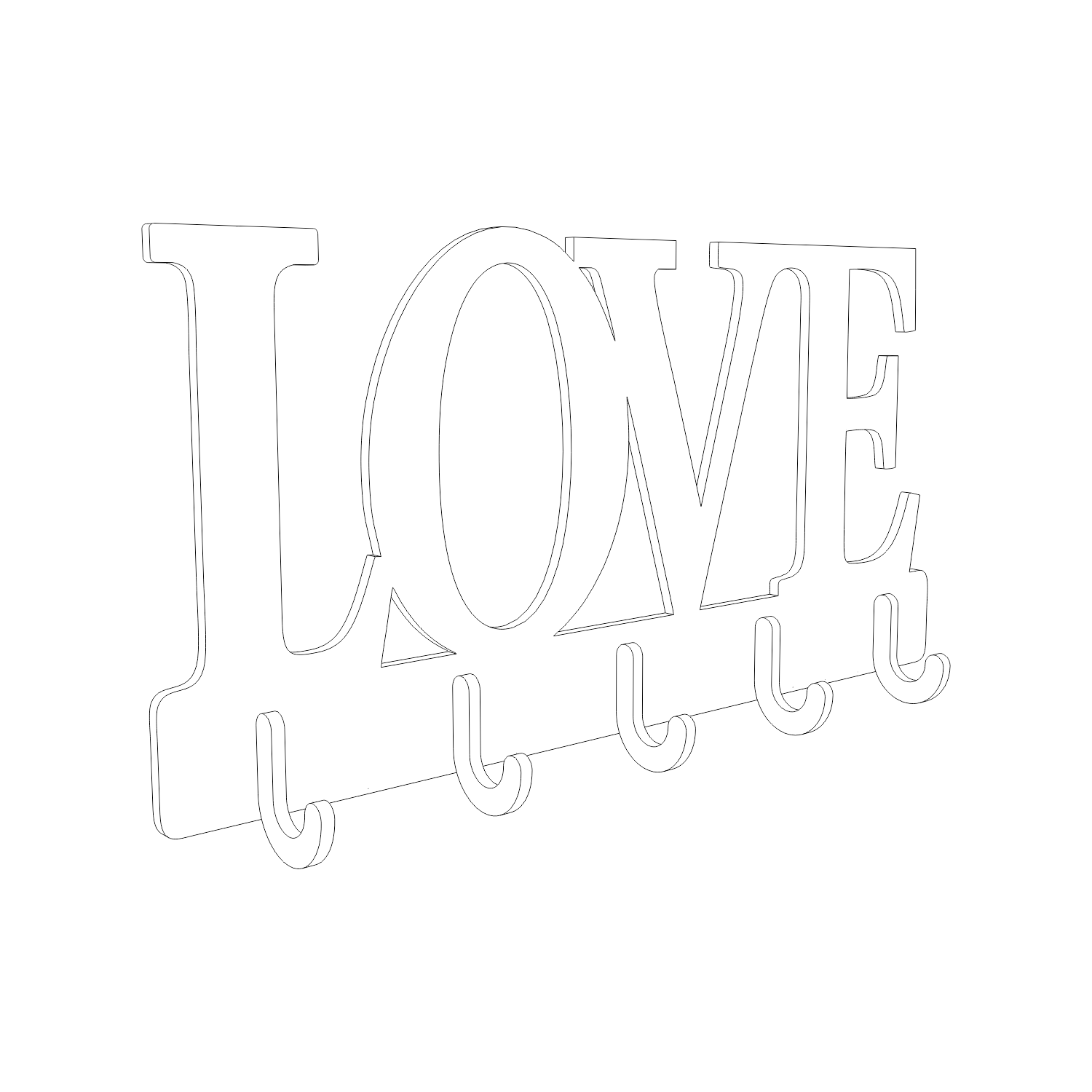 Vetor para CNC Laser - Porta Chaves Love - em MDF 03mm - Imagem 4