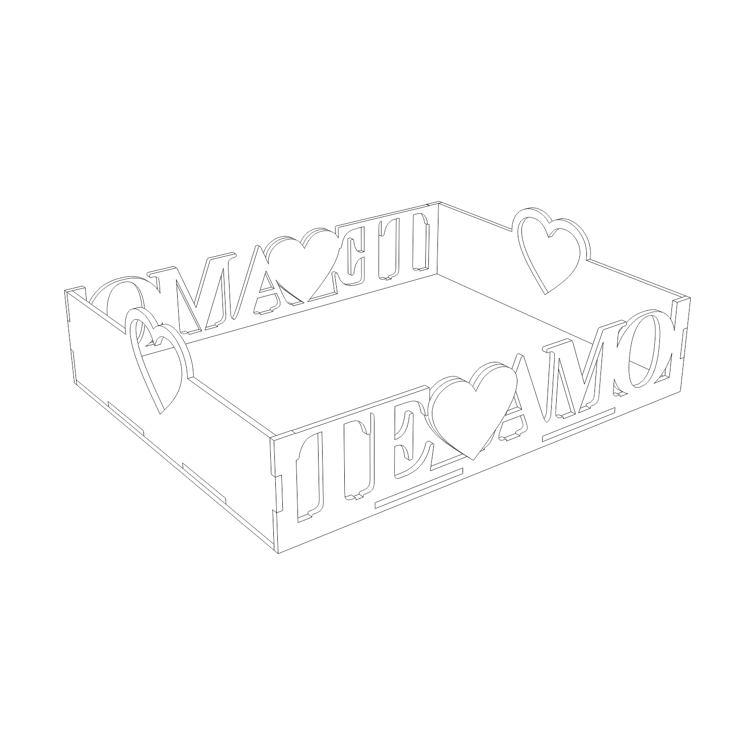 Vetor para CNC Laser - Bandeja Te Amo - em MDF 03mm - Imagem 4