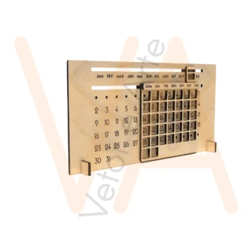 Vetor para CNC Laser - Calendário Permanente, Simples - em MDF 03mm