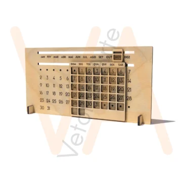 Vetor para CNC Laser - Calendário Permanente, Simples - em MDF 03mm - Imagem 2