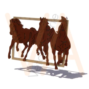 Vetor para Router CNC - Quadro – Trio de Cavalos - em MDF 06mm - Imagem 2