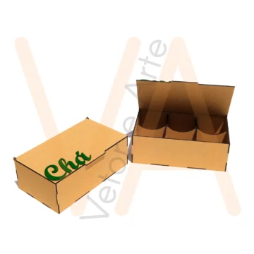 Vetor para CNC Laser - Caixa de Chá Simples - em MDF 03mm