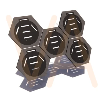 Vetor para CNC Laser - Expositor Medalhas Hexagonal - em MDF 03mm