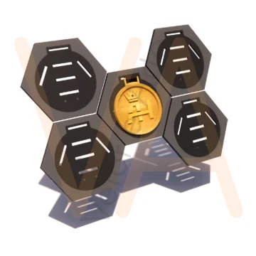 Vetor para CNC Laser - Expositor Medalhas Hexagonal - em MDF 03mm - Imagem 2