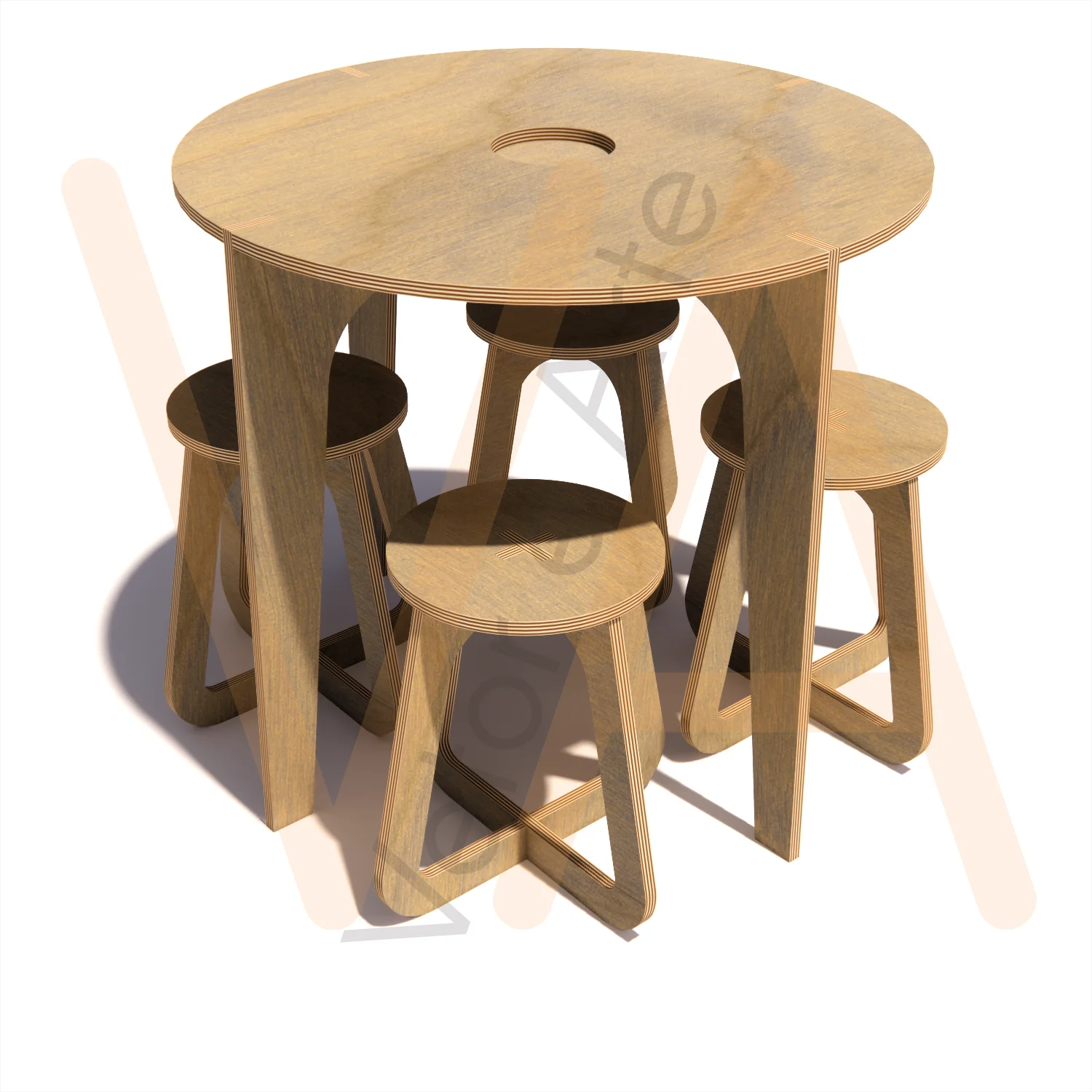 Vetor para CNC Router - Mesa e Banquinho Redondos