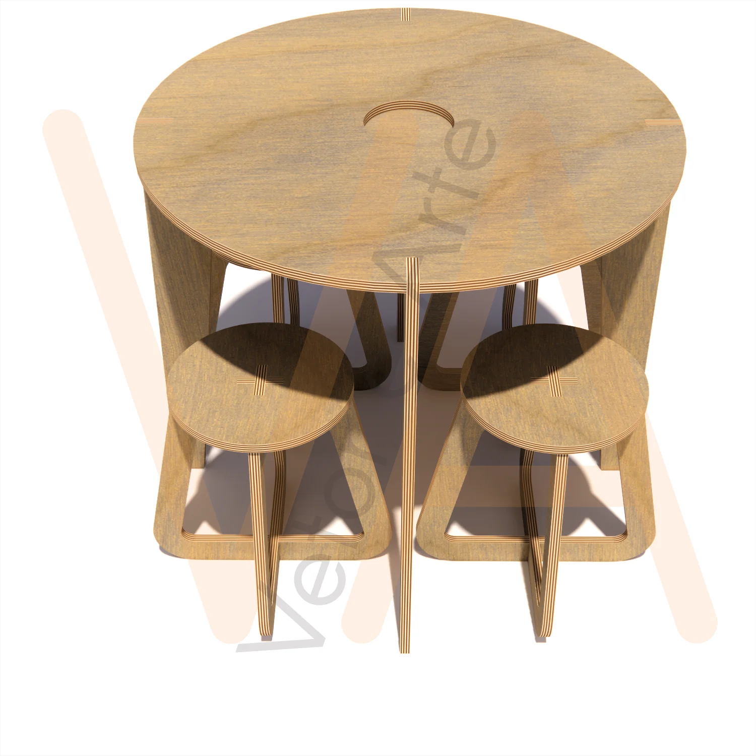 Vetor para CNC Router - Mesa e Banquinho Redondos