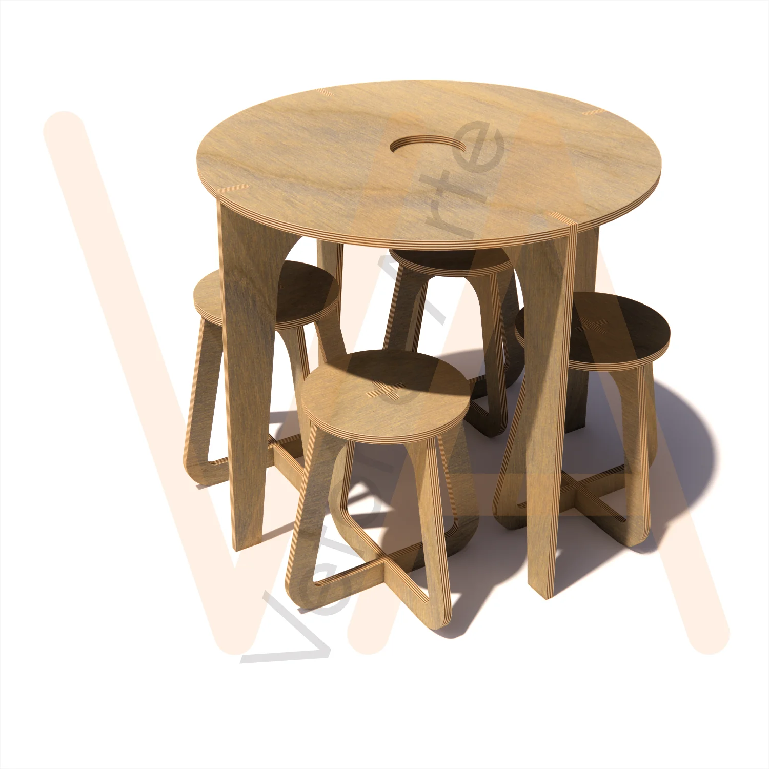 Vetor para CNC Router - Mesa e Banquinho Redondos
