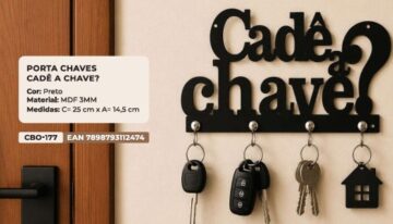 Vetor para CNC Laser - Cadê a Chave – Porta Chaves - em MDF 03mm