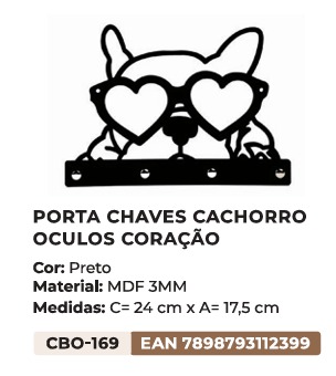 Vetor para CNC Laser - Porta Chaves Bulldog - em MDF 03mm