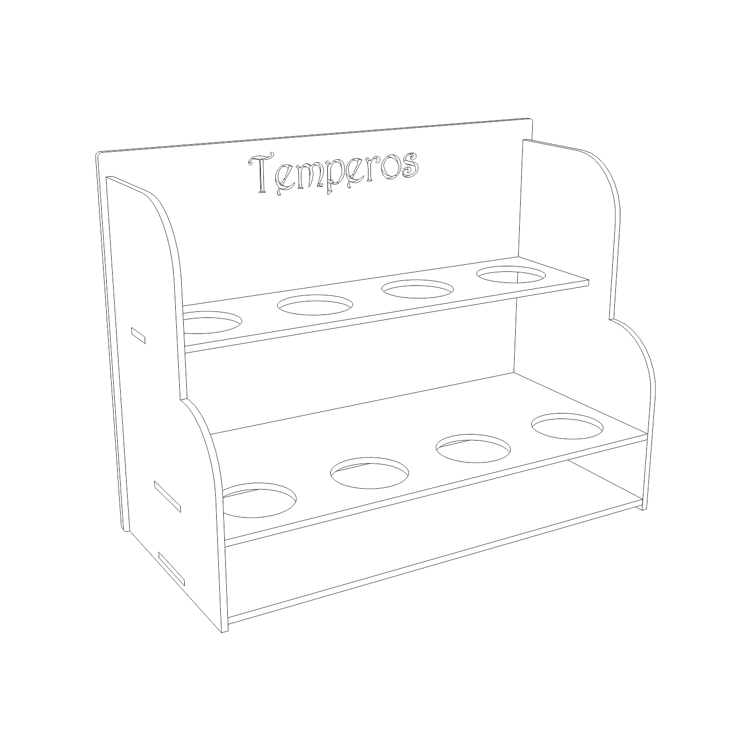 Vetor para CNC Laser - Suporte Temperos 8 Potes - em MDF 03mm - Imagem 4