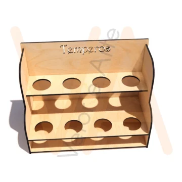 Vetor para CNC Laser - Suporte Temperos 8 Potes - em MDF 03mm - Imagem 2