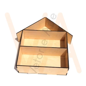 Vetor para CNC Laser - Bandeja Casinha M - em MDF 03mm - Imagem 2