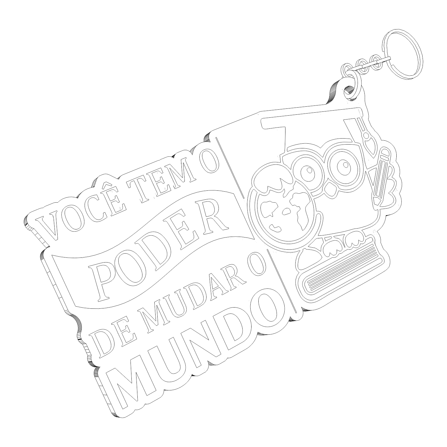 Chaveiro com coruja formada, capelo e frase Você tem o poder de mudar o mundo - Imagem 4