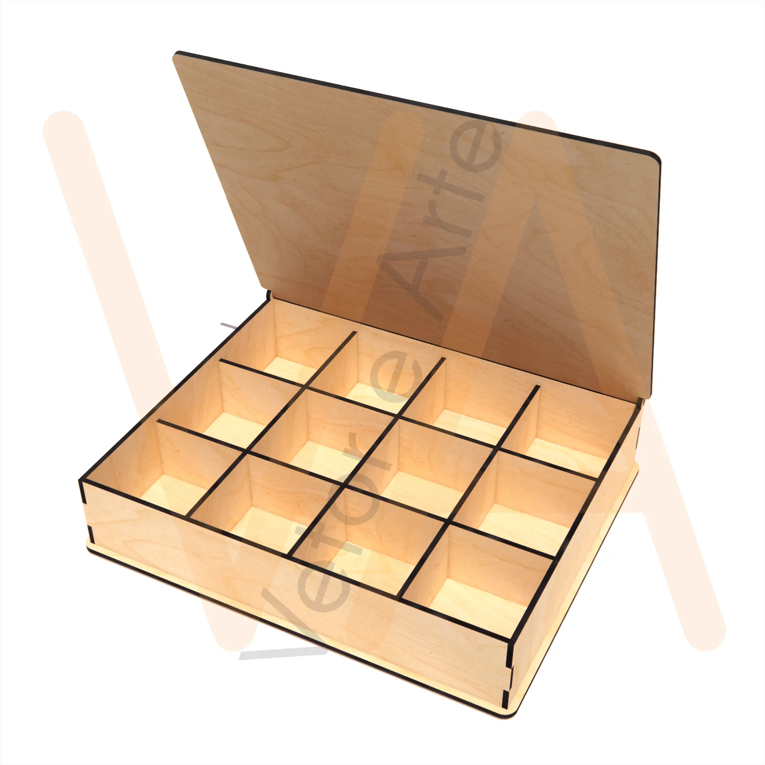 Vetor para CNC Laser - Caixa de Jóias - em MDF 03mm - Imagem 3