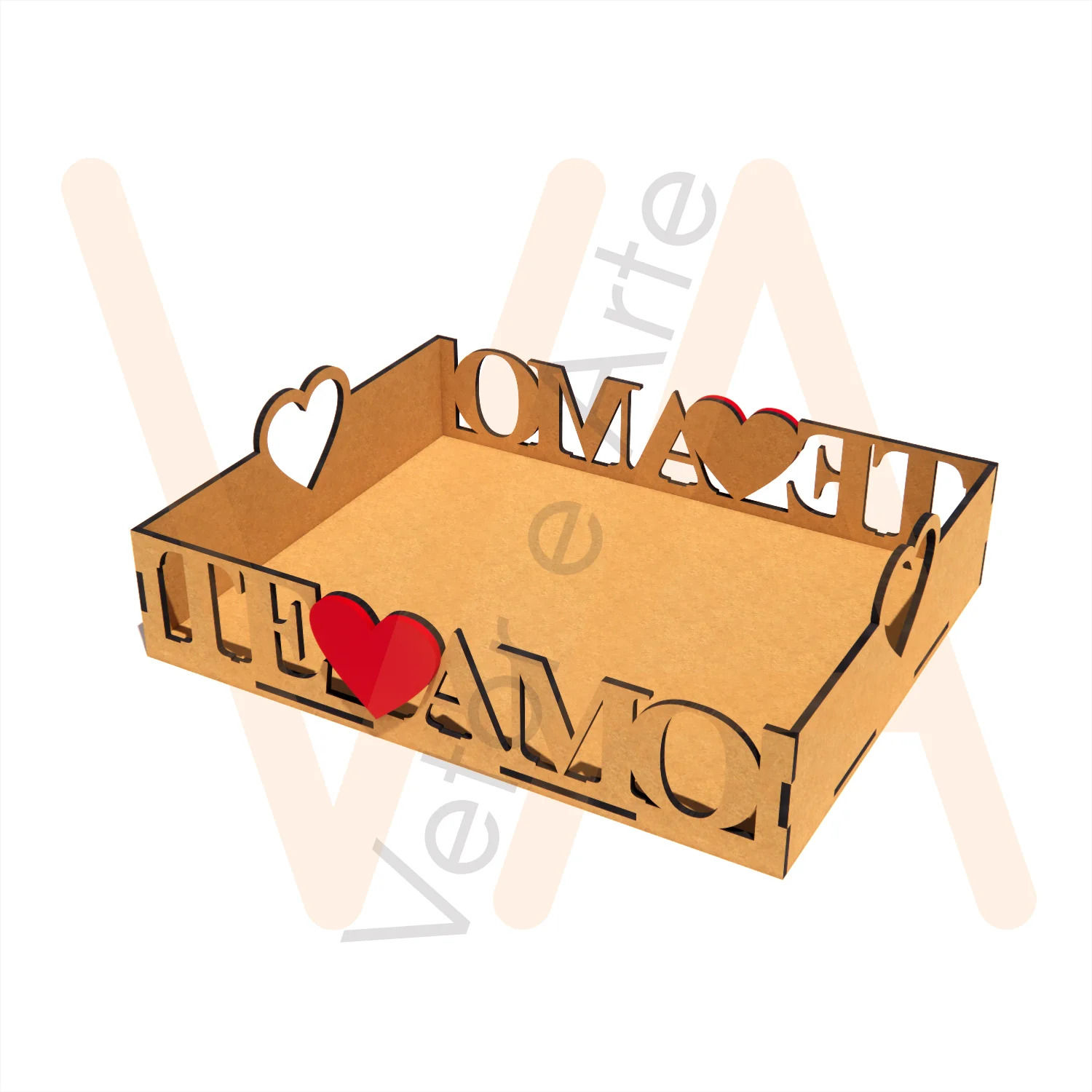Vetor para CNC Laser - Bandeja Te Amo - em MDF 03mm - Imagem 3