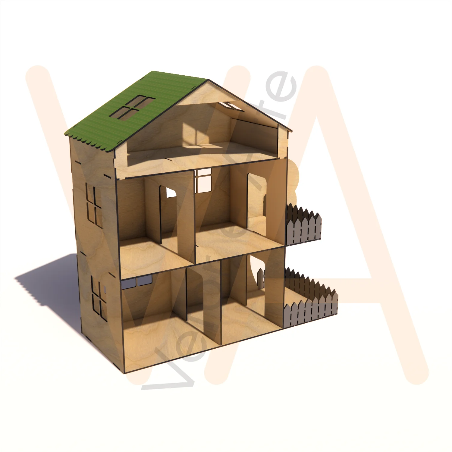 Vetor para CNC Laser - Casinha de Bonecas – Árvore - em MDF 03mm - Imagem 3