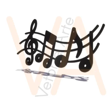 Vetor para CNC Laser - Porta Chaves Notas Musicais - em MDF 03mm - Imagem 2