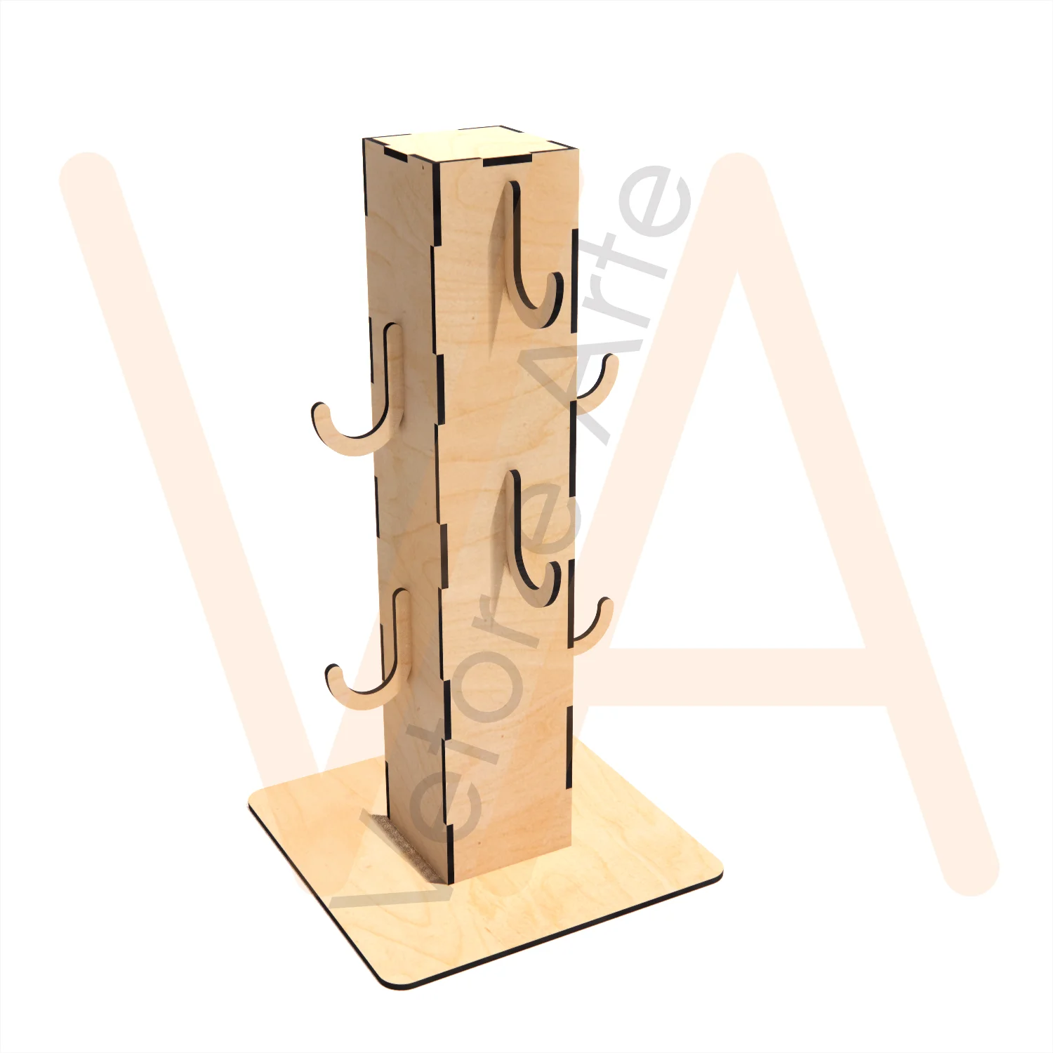 Vetor para CNC Laser - Suporte de Xícaras - em MDF 03mm
