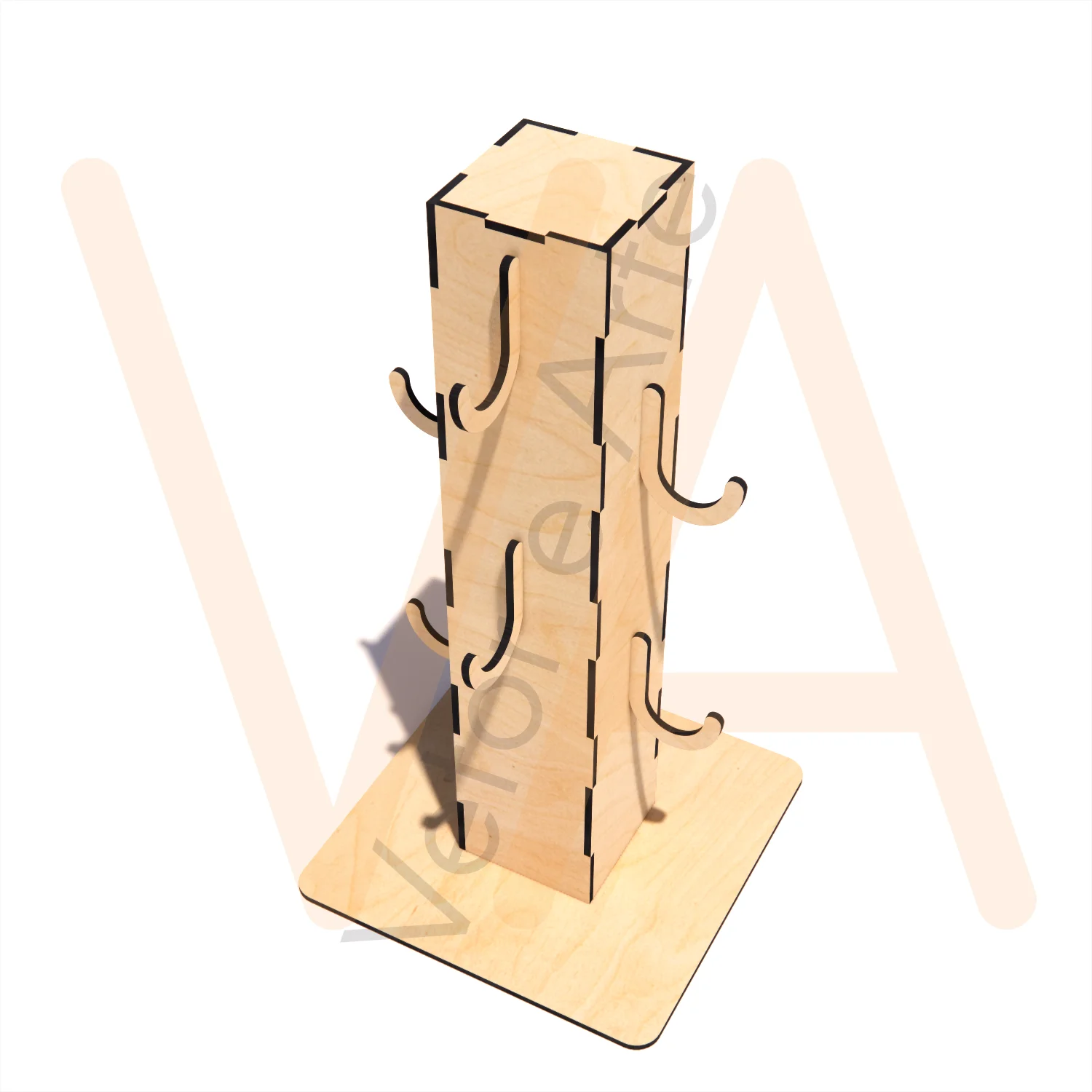 Vetor para CNC Laser - Suporte de Xícaras - em MDF 03mm - Imagem 3