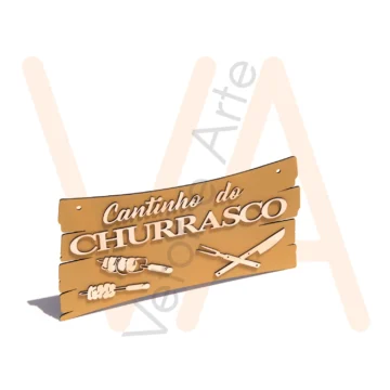 Vetor para CNC Laser - Placa Cantinho Churrasco - em MDF 03mm - Imagem 2