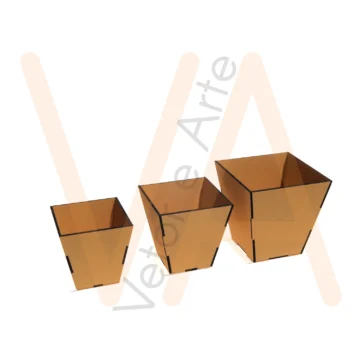 Vetor para CNC Laser - Trio de Cachepôs - em MDF 03mm - Imagem 2
